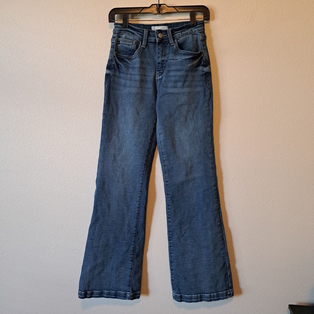 KanCan Essentials Womens High Rise Flare Jeans Medium Wash Denim Wide Leg
